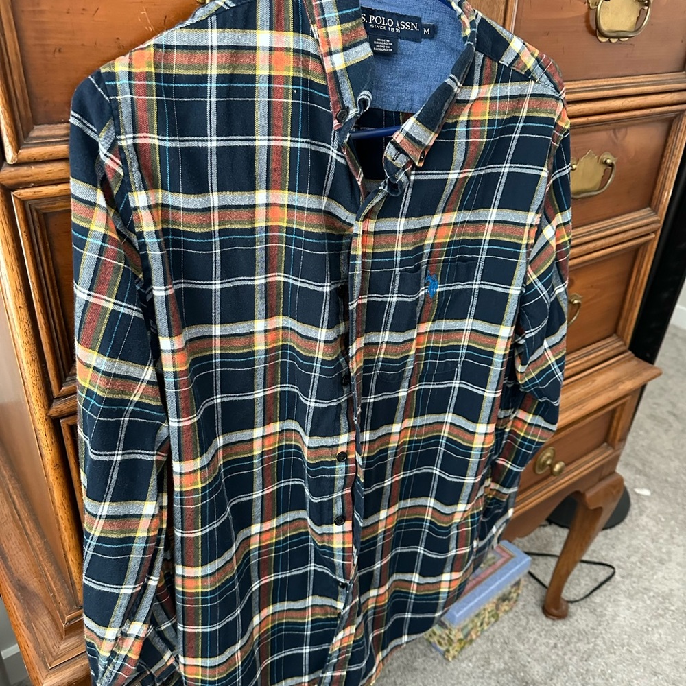 U.S. Polo Assn. Blue and Orange Casual Button Down Shirt